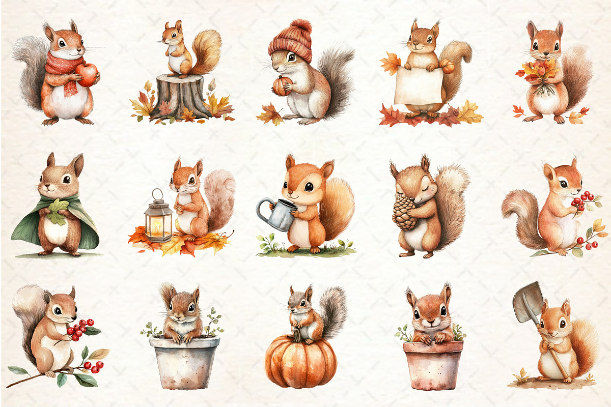 Fall Squirrels Garden Clipart, an Illustration by Rose Art (Photo 3 of 4)