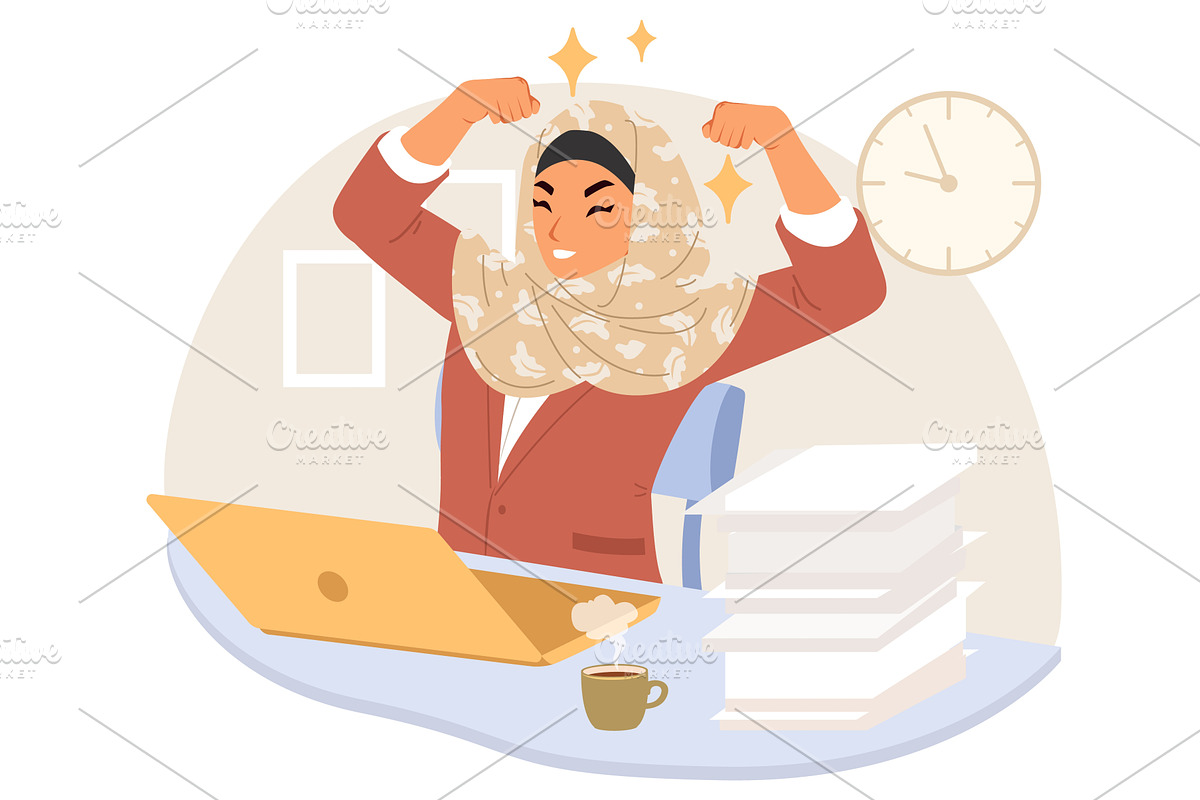 A joyful woman wearing a hijab, a Person Illustration by SiberianArt
