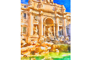 Trevi Fountain, Rome, Italy Painting