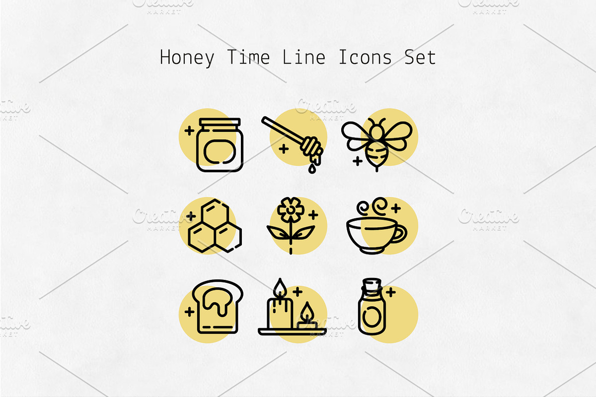Honey Time Line Icons Set, an Outline Icon by Lyolya Profitrolya (Photo 1 of 2)