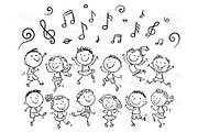 Doodle kids dancing together, a Person Illustration by Bubert Art (Thumbnail 1 of 5)