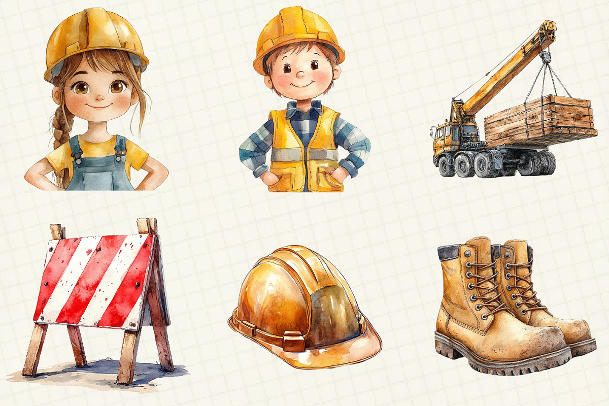Watercolor Construction Clipart, an Illustration by OK Design (Photo 4 of 5)