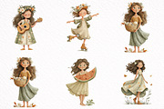 Whimsical Summer Girl Clipart, an Illustration by DreamArtGraphic (Thumbnail 4 of 8)