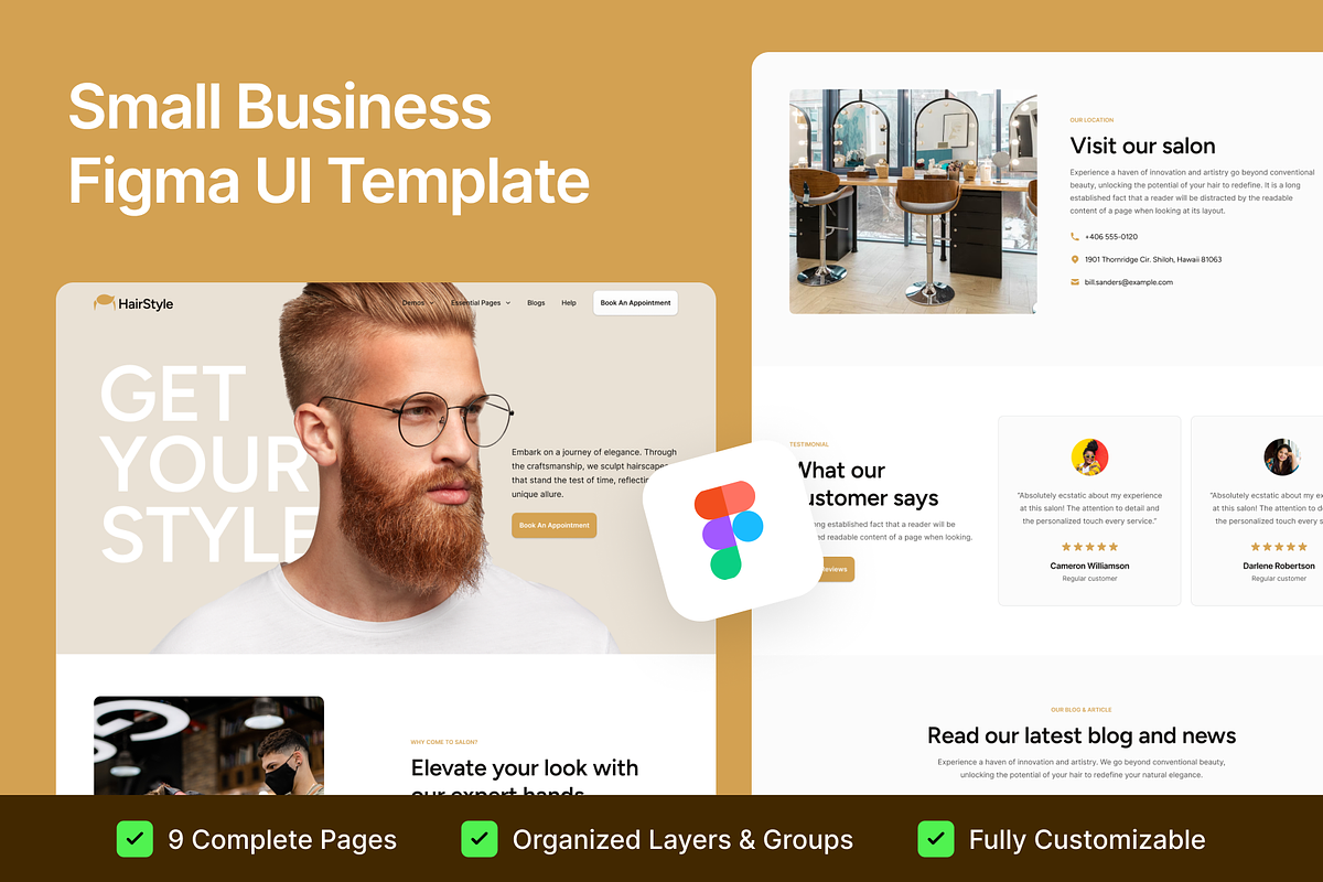 HairStyle - Small Business Figma, an UI Kit Template by FinestDevs (Photo 1 of 8)