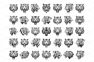 Vector of  tiger head design bundle, an Animal Illustration by yod67