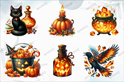Watercolor Amber Halloween Set Clipa, an Illustration by designcity5 (Thumbnail 2 of 5)