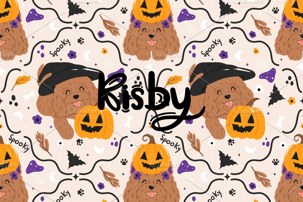 Halloween Dog Pumpkins Pattern, a Pattern Graphic by KisbyArt (Photo 1 of 3)