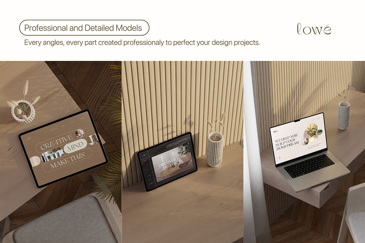 Lowe - Minimal Mockup Bundle, a Device Mockup by Creavora (Photo 2 of 9)