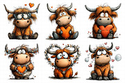 Quirky Valentine Highland Cow Clipar, an Illustration by Daily.Designs (Thumbnail 5 of 8)