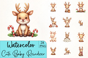 Cute Baby Reindeer Clipart, an Illustration by CrexoraLab