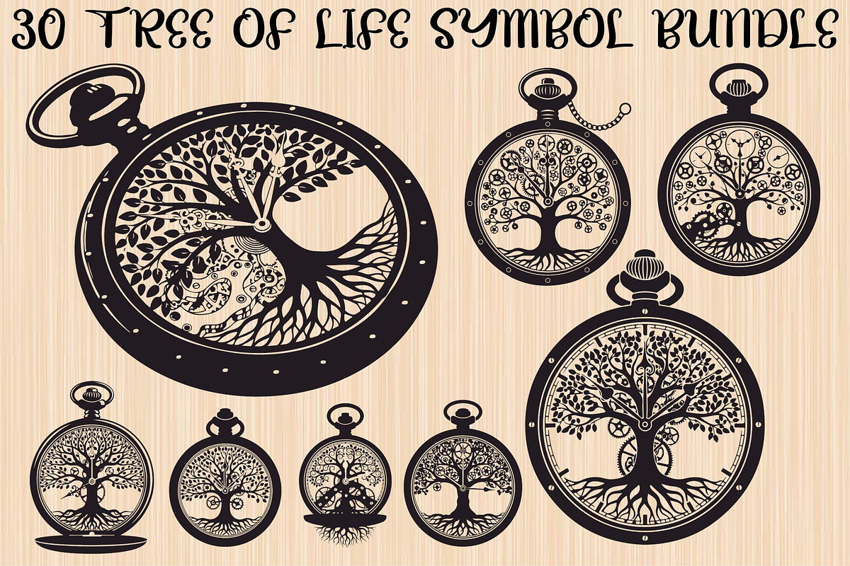 Steampunk Tree of Life Symbol Bundle, an Illustration by yasushie (Photo 1 of 31)