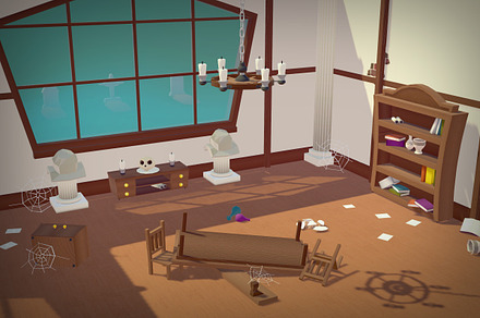 Haunted House low  poly cartoon prop