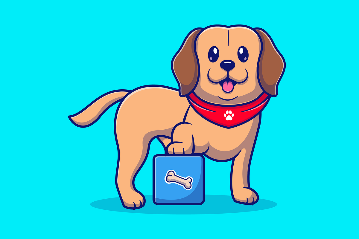 Cute Labrador Dog With Box Cartoon, an Animal Illustration by Catalyst Labs