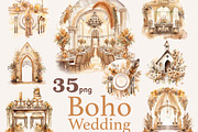 Boho Wedding Scenes Clipart, a Decorative Illustration by GlamArtZhanna (Thumbnail 1 of 5)