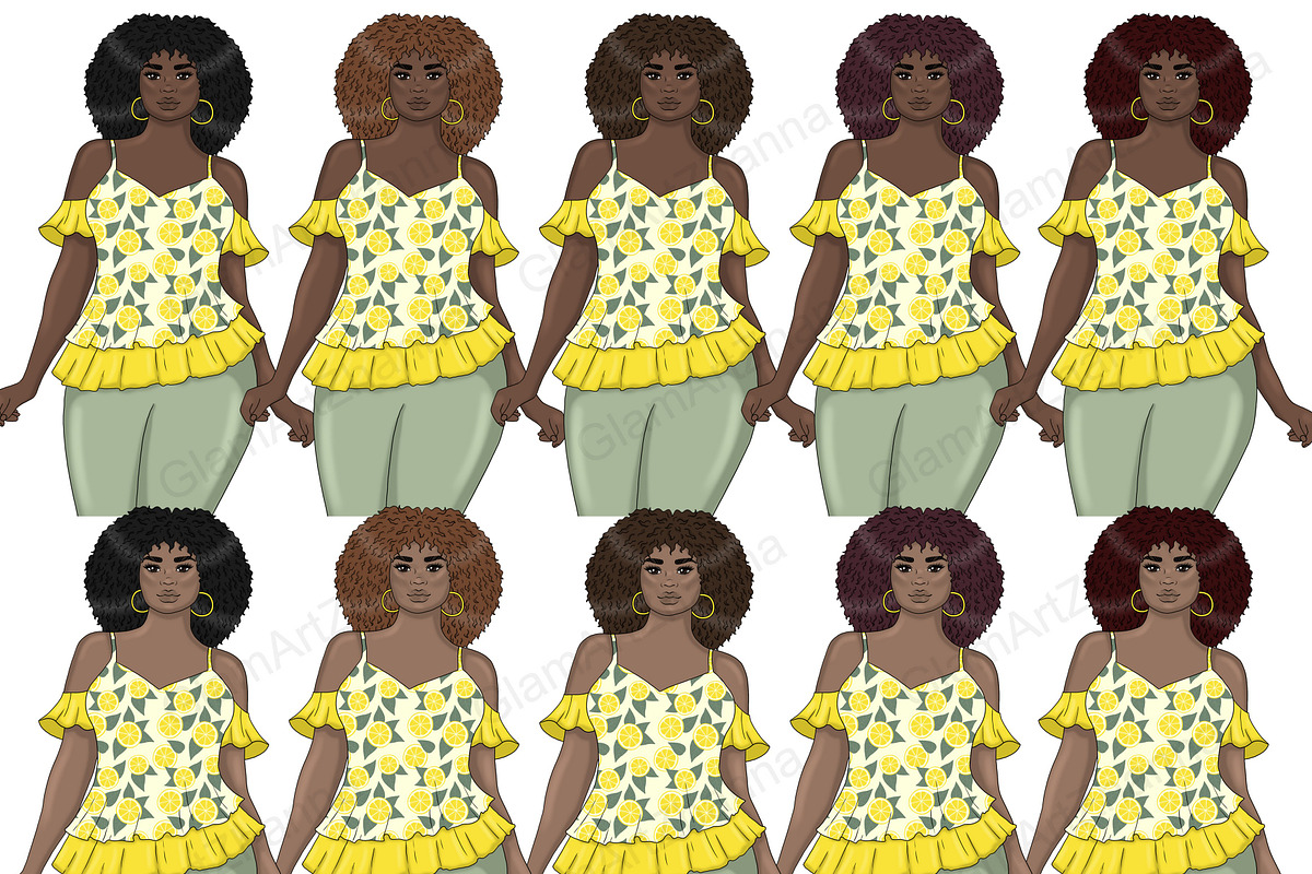 Lemon Girls Clipart, a Person Illustration by GlamArtZhanna (Photo 3 of 5)