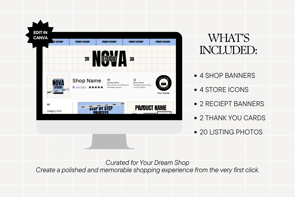 Minimal Blue Etsy Shop Kit Template, a Branding & Logo Template by Anna Design Studio (Photo 2 of 8)