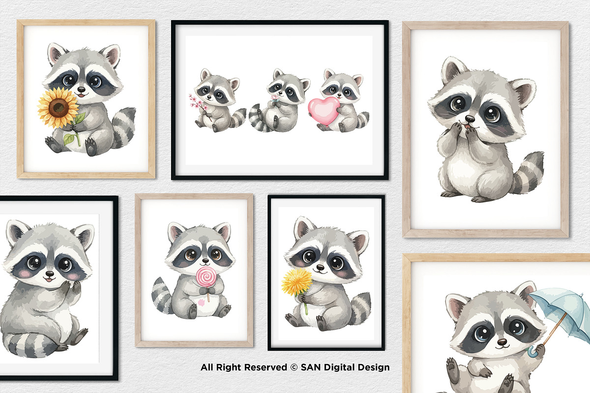 15 Bundle Watercolor Baby Raccoon, an Animal Illustration by Morspective (Photo 4 of 8)