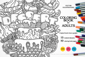 Dessert. Graphic illustrations set