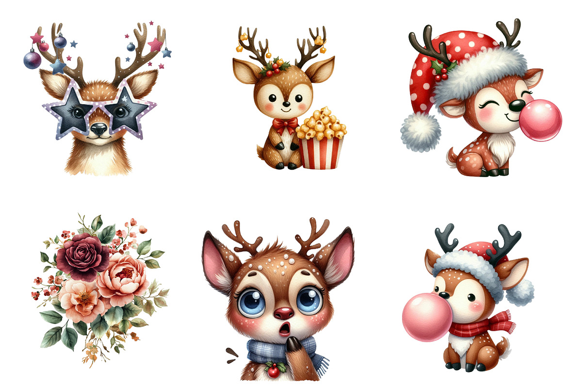 Reindeer Merry Christmas Clipart PNG, an Illustration by SinaCreation (Photo 5 of 7)