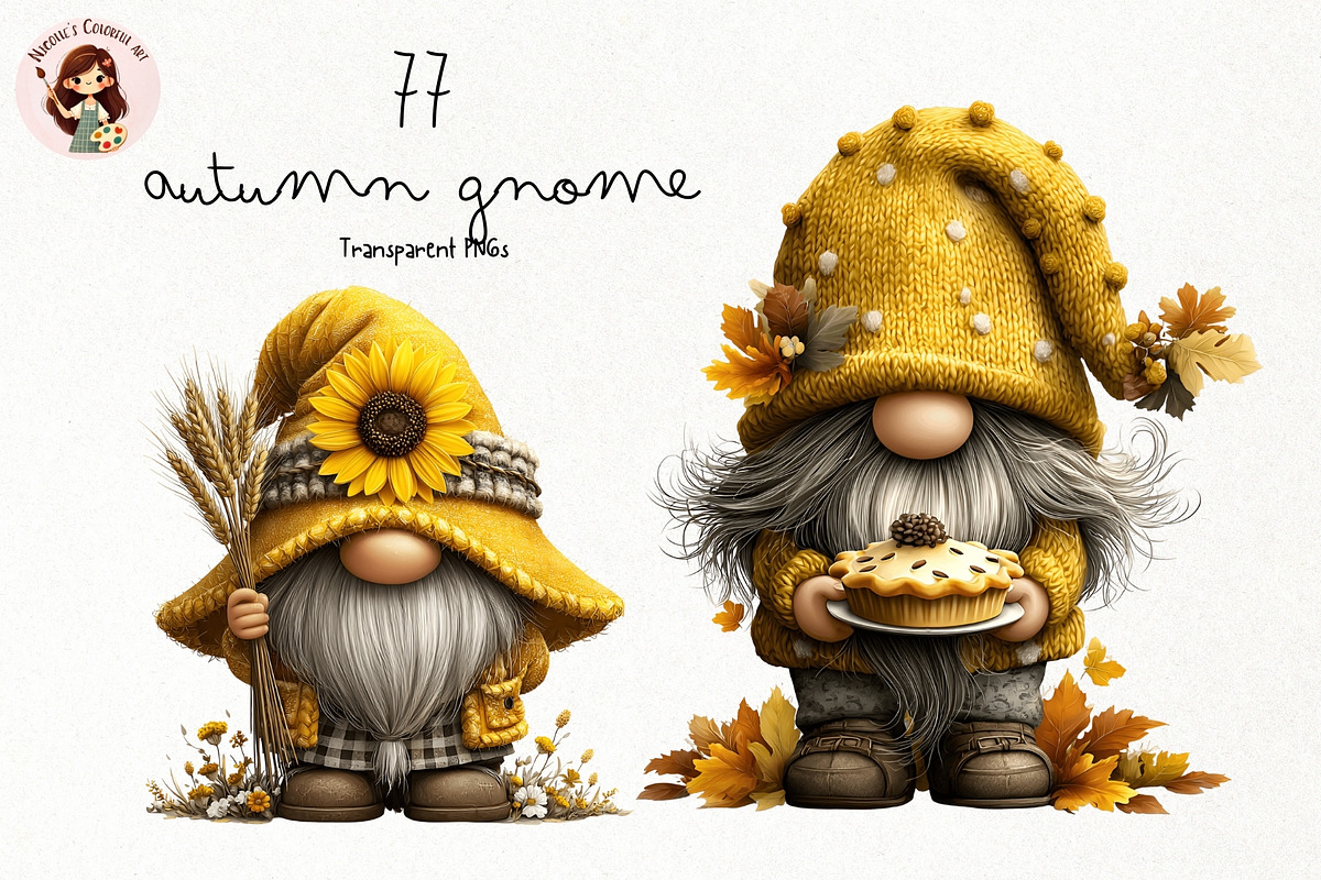 Autumn Gnome PNG Clipart Bundle, a Seasonal Illustration by Nicolle's Colorful Art (Photo 1 of 6)