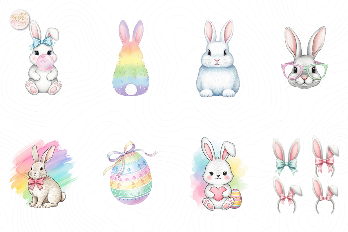 Brushstroke Bunny PNG Clipart Bundle, an Animal Illustration by KennedyStudio (Photo 2 of 5)