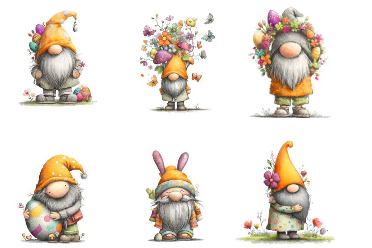 Whimsical Easter Gnome Clipart, an Illustration by Designking (Photo 4 of 7)