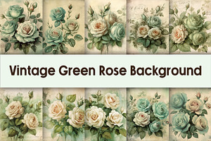 Vintage Green Rose Background