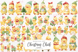 Baby Christmas Chick Clipart, an Illustration by Markicha Art