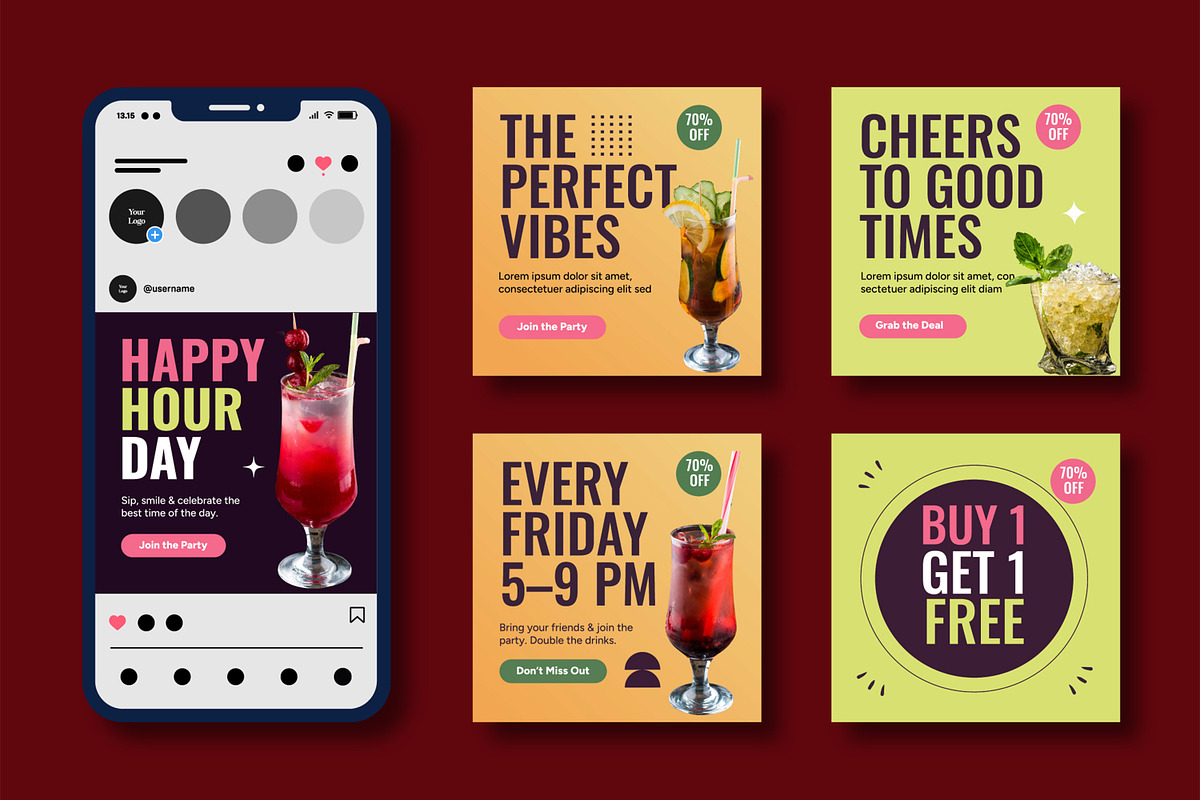 Happy Hour Day Social Media Post preview 2