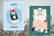 Cute Penguin Clipart & Winter Cards, an Animal Illustration by danceyourlife (Thumbnail 6 of 12)