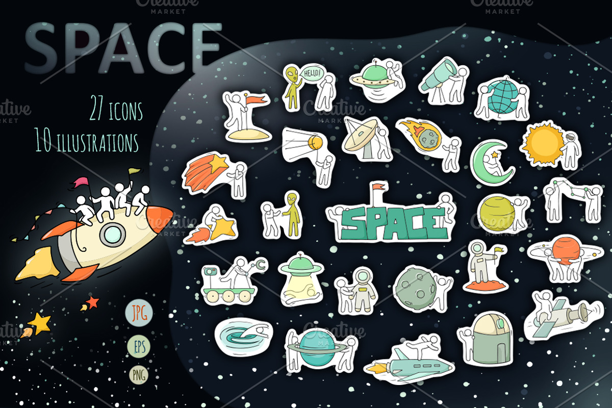 Space objects with little People, a Person Illustration by Sapunkele (Photo 1 of 4)
