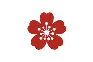 Cherry blossom flower icon. Flat, an Object Illustration by GraphiShop