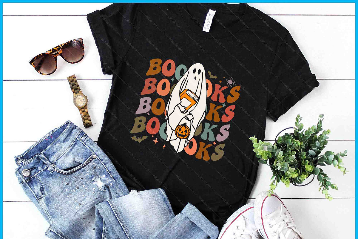 Booooks Ghost Halloween Groovy SVG, a Graphic by Creativeusart (Photo 1 of 4)