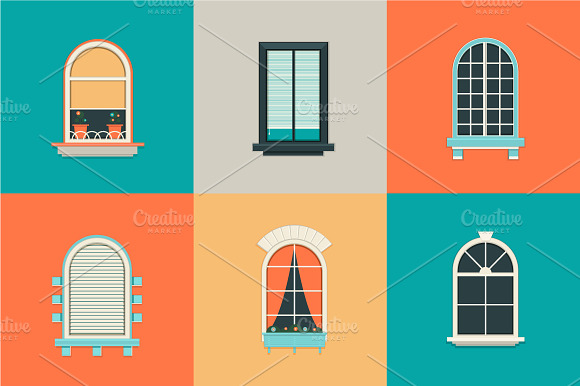 Vector Flat Set Of Icons For Windows