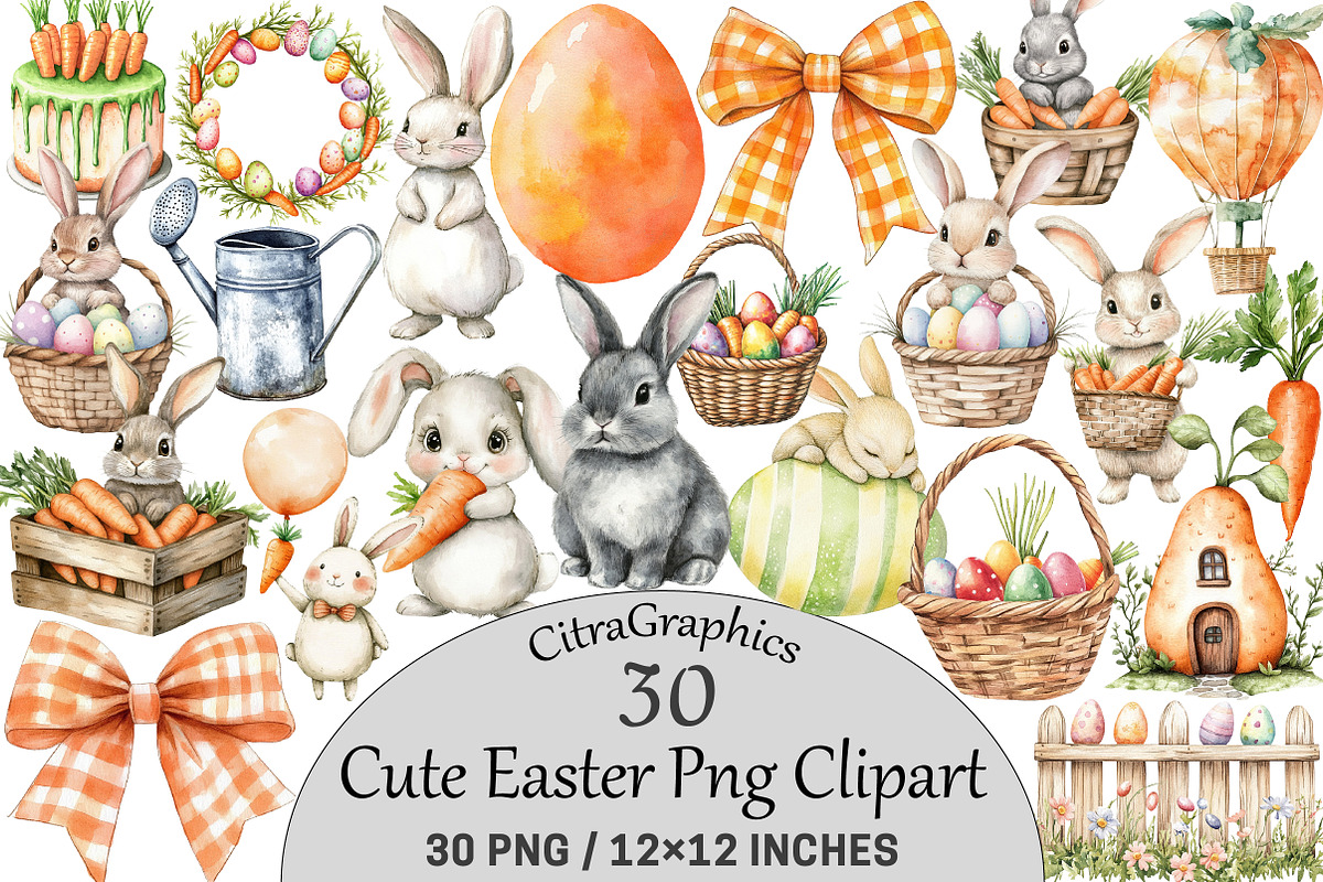 Cute Easter Clipart, an Illustration by CitraGraphics (Photo 1 of 5)