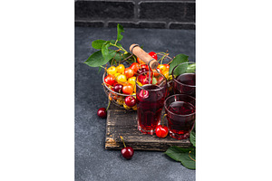 Fresh cherry juice. Summer drink, a Food & Drink Photo by Yulia Furman