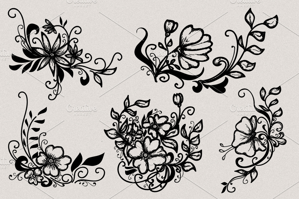 Hand Drawn Floral Motifs (set 1) preview 2