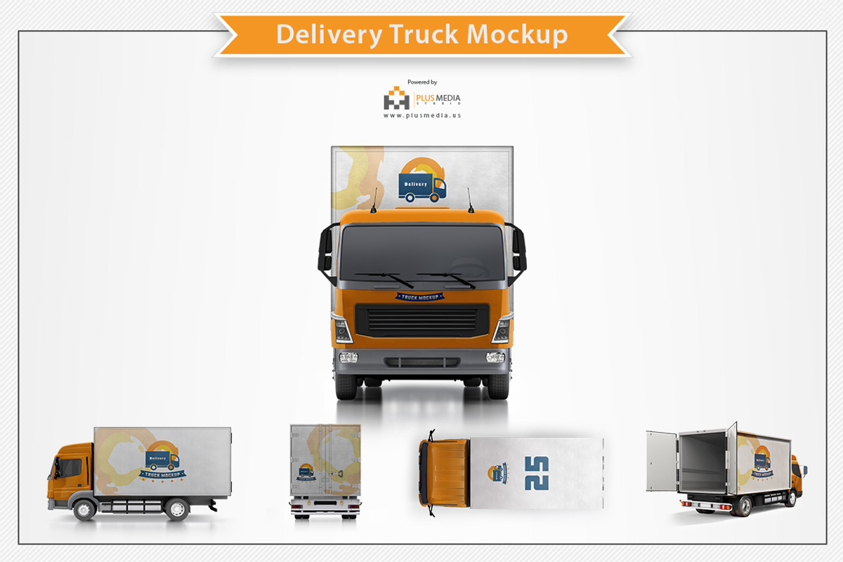 Delivery Truck Mockup PSD Pack, an Advertising Mockup by Plus Media (Photo 1 of 5)