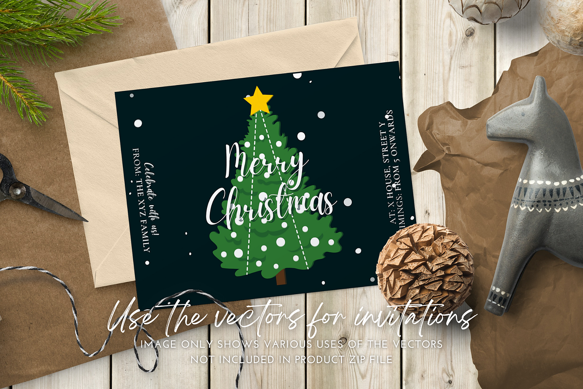 Flat Christmas Trees - 8 vectors, a Seasonal Illustration by Raafeya's Crafts (Photo 3 of 3)