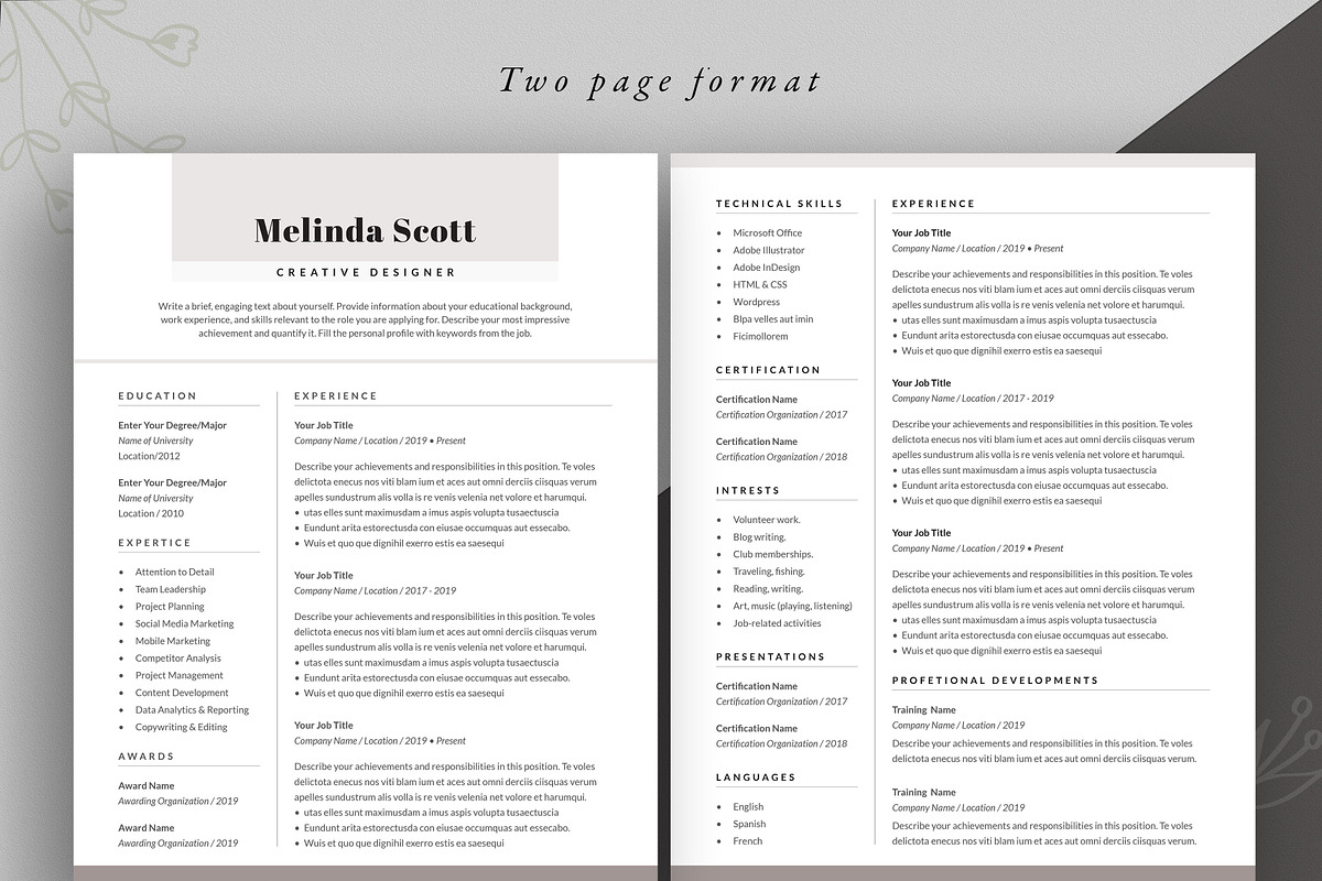 Resume Template Word and InDesign, a Resume Template by Advaita Printables (Photo 3 of 5)