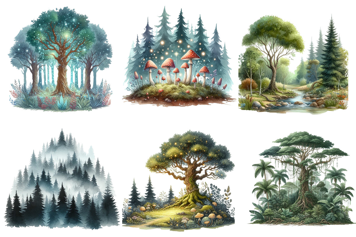 Forest Landscapes PNG Clipart, an Illustration by Designworld (Photo 3 of 6)
