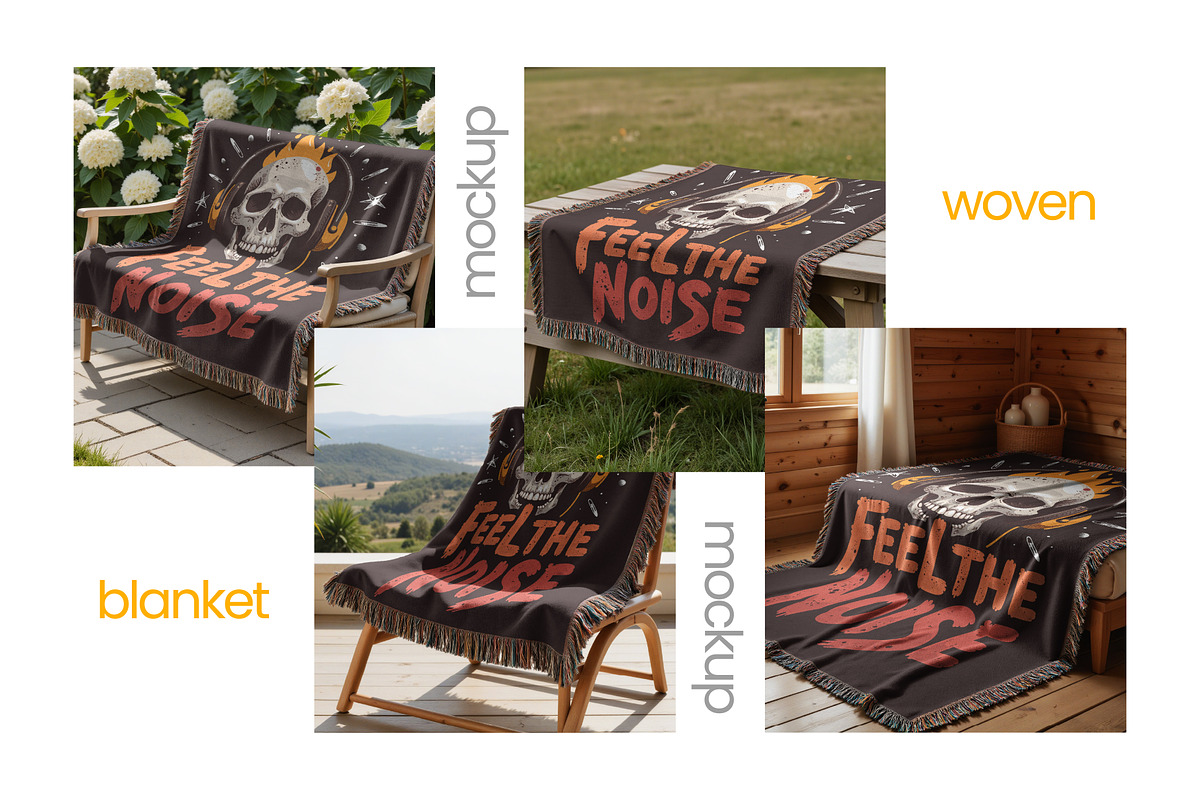 Woven Blanket Mockup Bundle (x6 PSD), an Apparel Mockup by Mockups Studio (Photo 7 of 9)