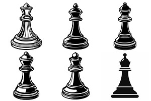 Chess Pieces vector silhouettes, an Object Graphic by Billah Hub