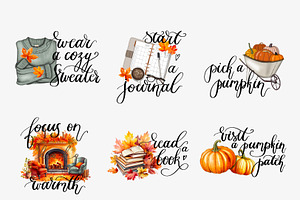 Autumn Fall Bucket List Icons PNG