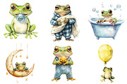 Frog Nursery Clipart Sublimation, an Illustration by Watercolor design (Thumbnail 4 of 4)
