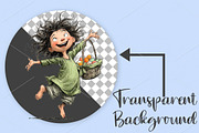Whimsical Easter Girls Clipart PNG, a Seasonal Illustration by Canvas Craft (Thumbnail 2 of 7)