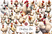 Cute Christmas Hen Clipart, an Illustration by Markicha Art (Thumbnail 1 of 5)