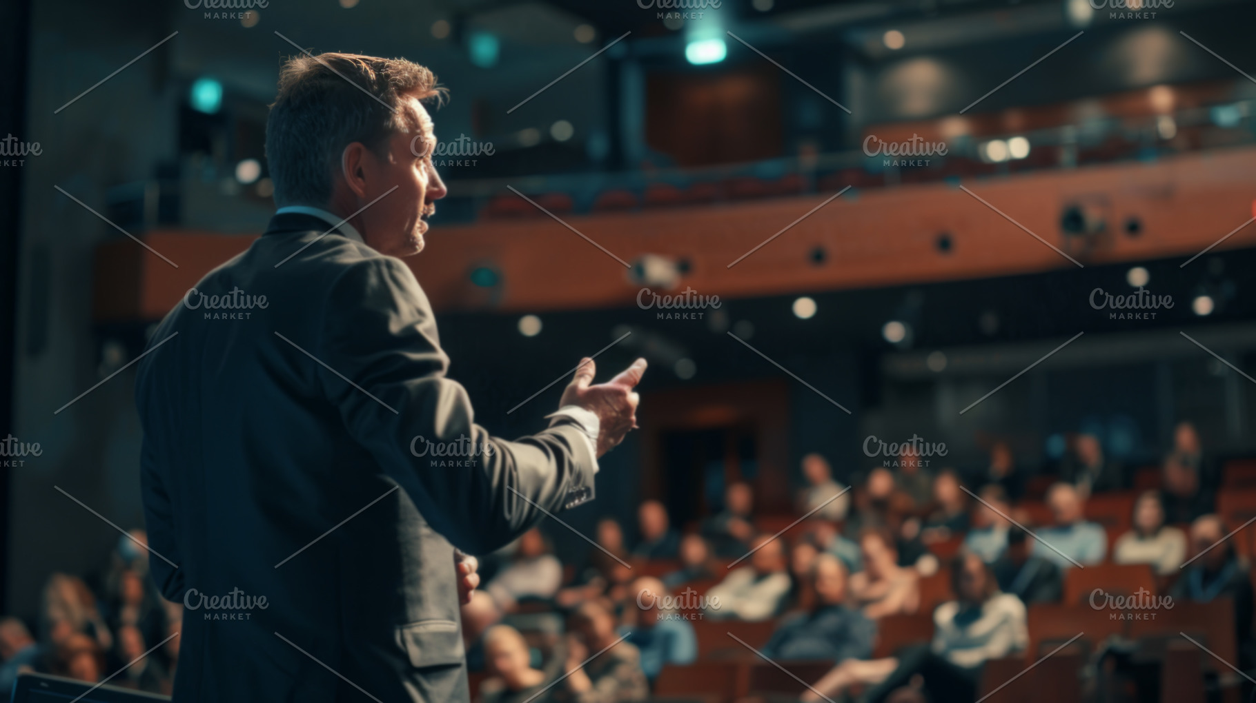 Speaker addressing audience at business conference, an Abstract Photo by Natalia Klenova's Shop