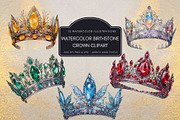 Watercolor Birthstone Crown Clipart, an Illustration by NadiaTheronArt (Thumbnail 1 of 5)