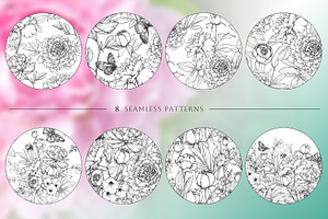 Fragrant Peonies. Vector Set